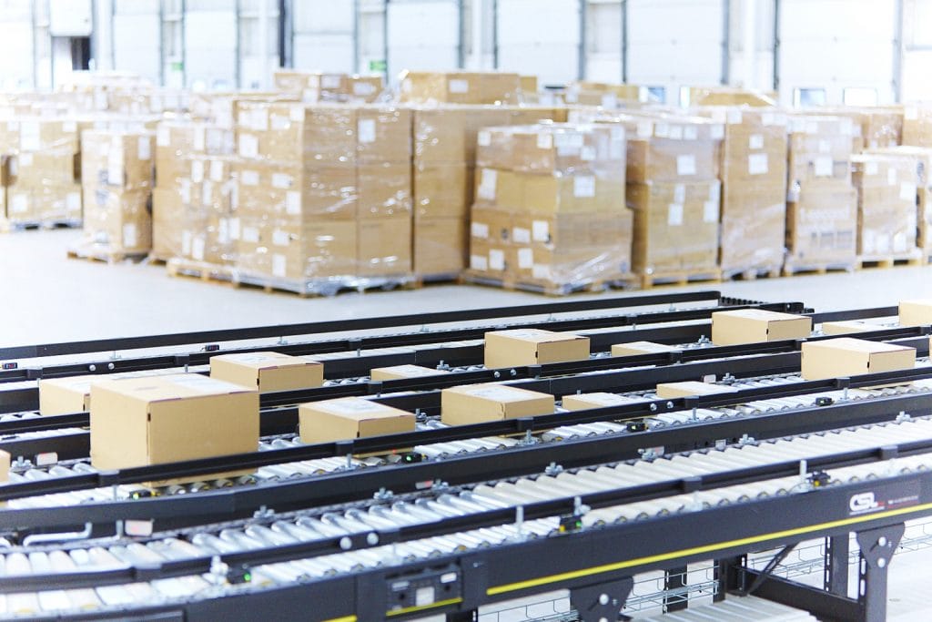 Boxes on conveyor