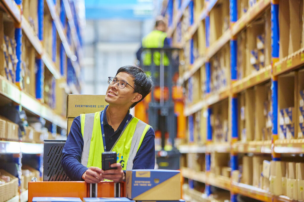 Man in warehouse