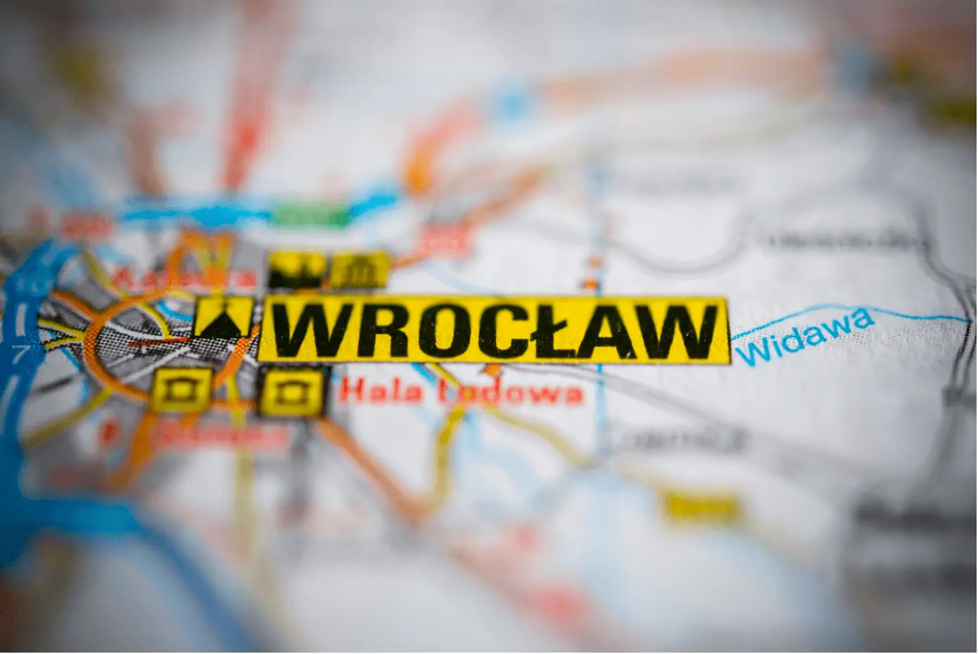 map zoomed into Wroclaw Poland