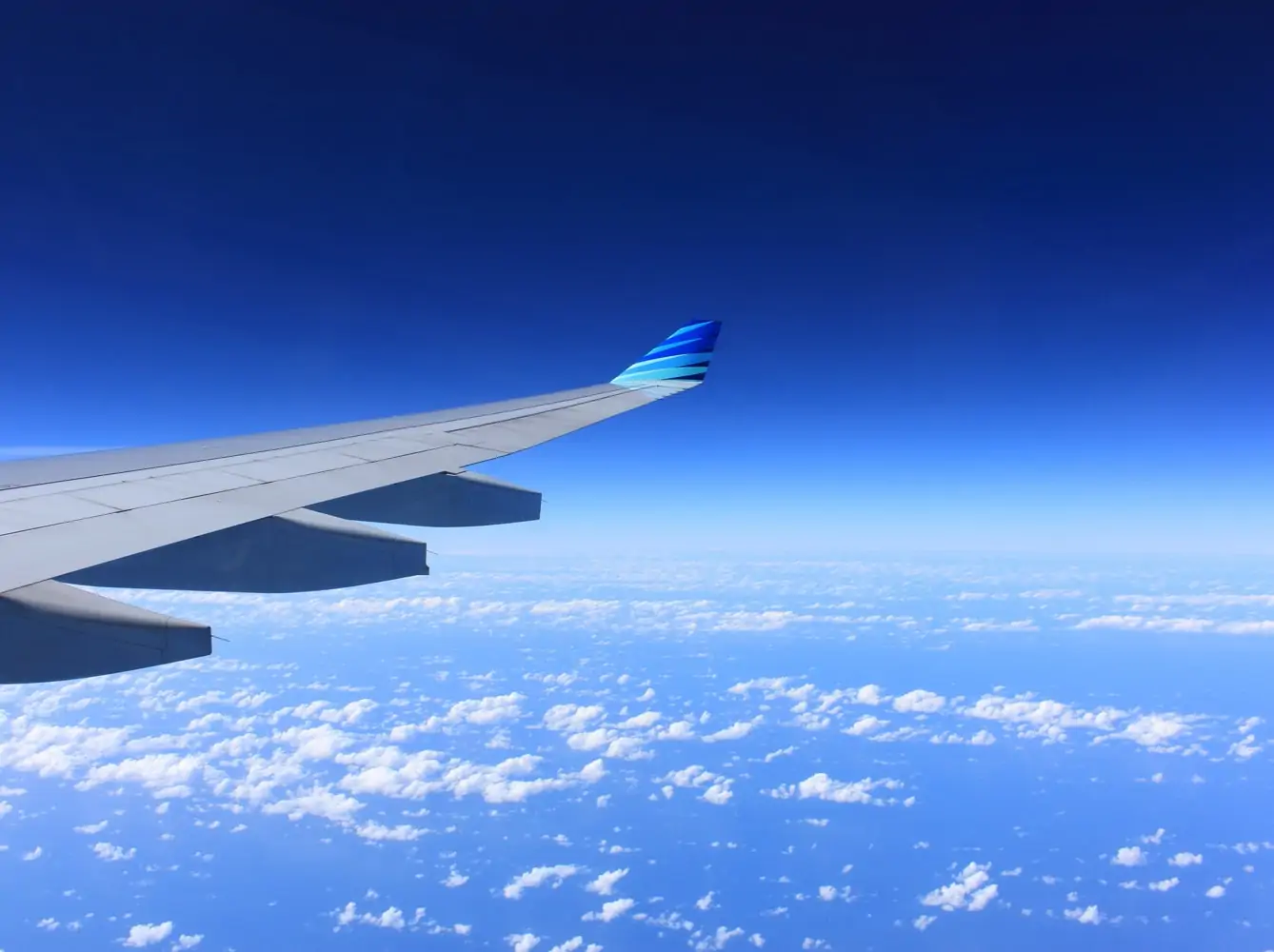 airplane wing in the sky