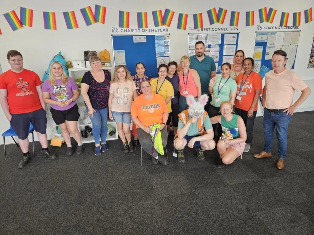 Space Gatwick team dressed in bright colours