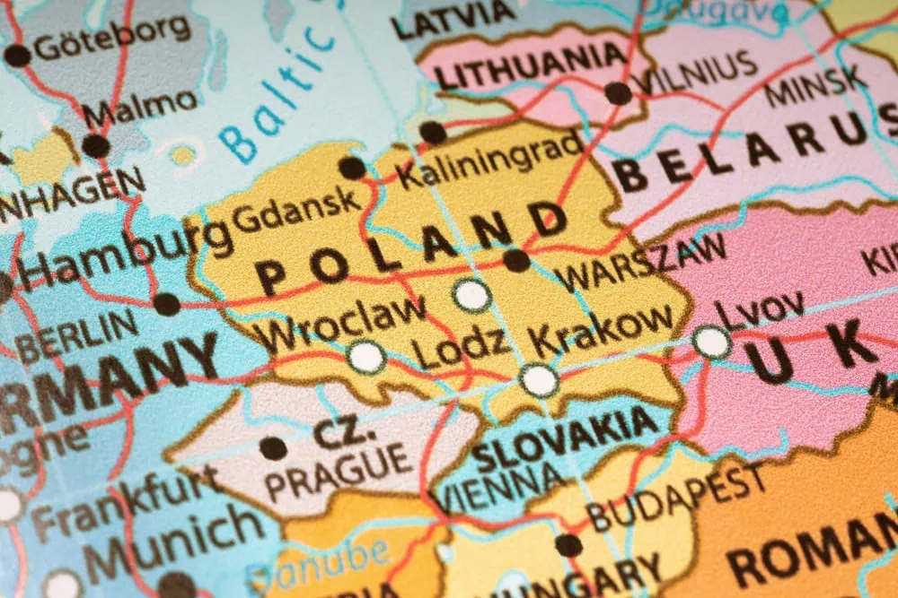 map showing Poland