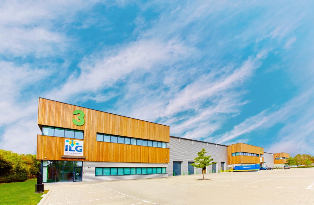 ILG warehouse against a blue sky
